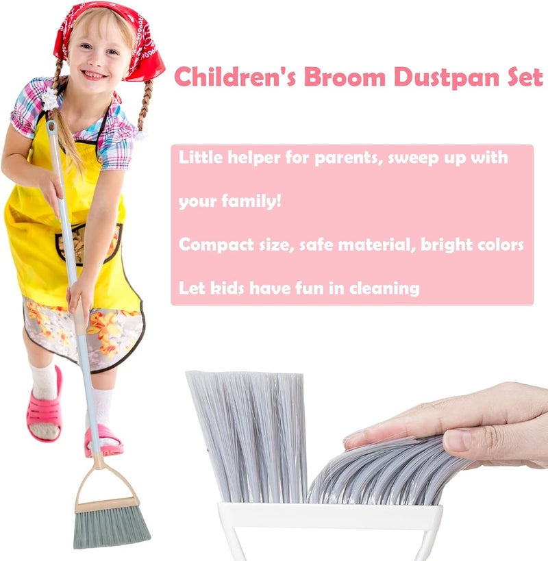 Xifando Mini Broom with Dustpan for Kids,Little Housekeeping Helper Set (Light Blue) - Image 3